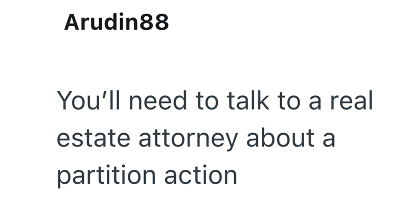 Arudin88 You'll need to talk to a real estate attorney about a partition action