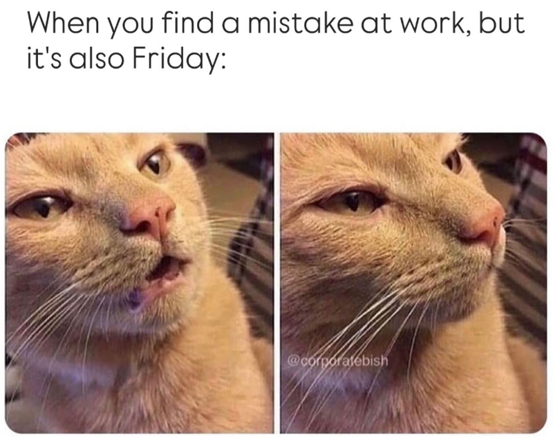 When you find a mistake at work, but it's also Friday: @corporatebish