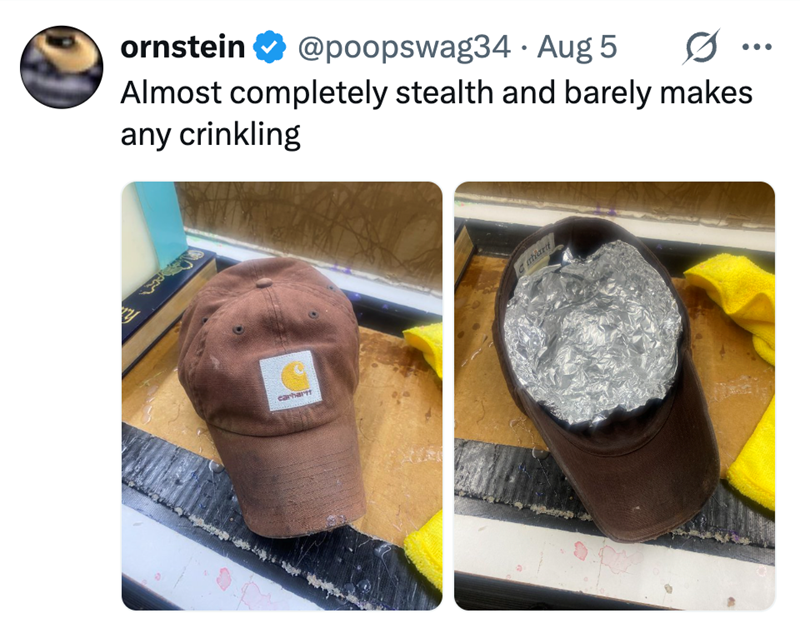 ornstein @poopswag34 · Aug 5 0 Almost completely stealth and barely makes any crinkling y chart carhartt