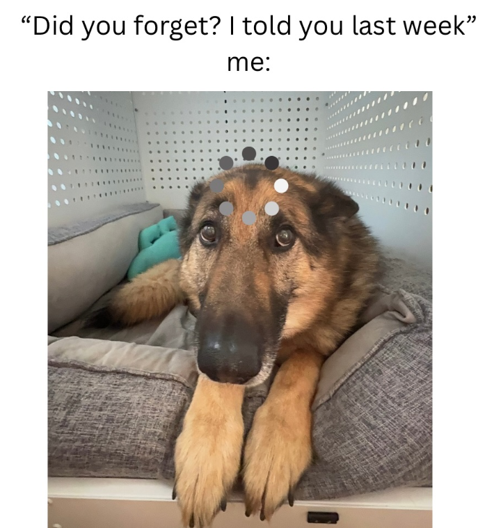 "Did you forget? I told you last week" me: