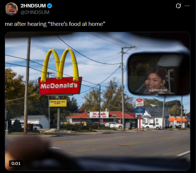 2HNDSUM @2HNDSUM me after hearing "there's food at home" 0:01 McDonald's Safe Q @2HNDSUM