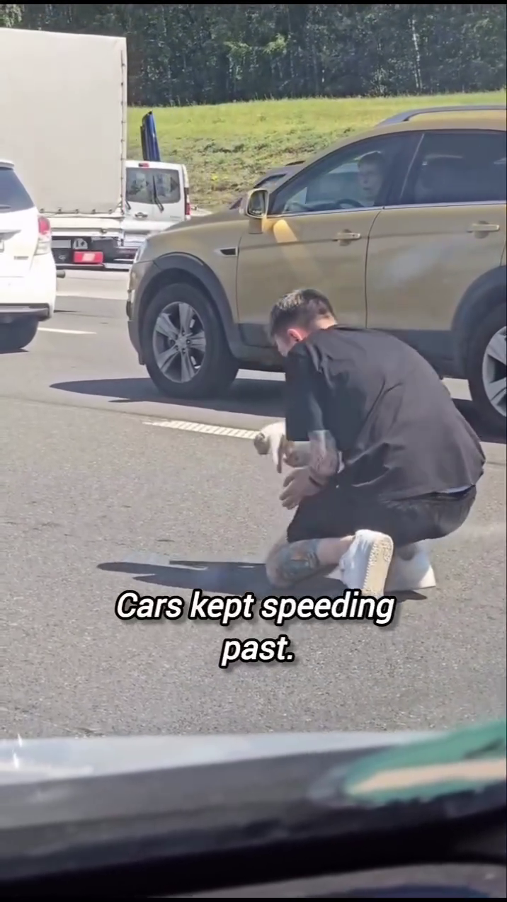 Cars kept speeding past.
