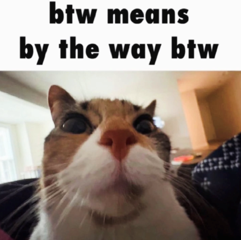 btw means by the way btw