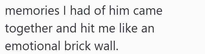 memories I had of him came together and hit me like an emotional brick wall.
