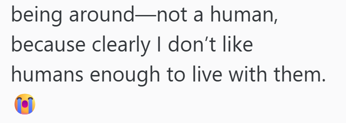 being around-not a human, because clearly I don't like. humans enough to live with them.