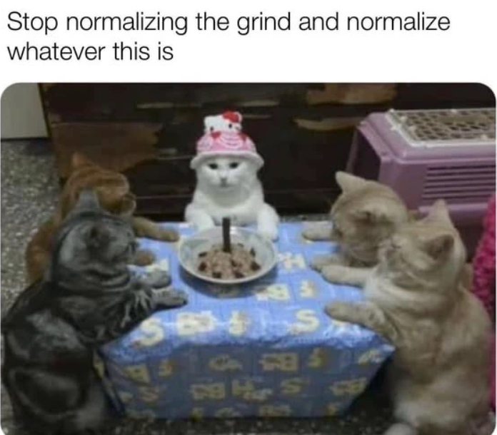 Stop normalizing the grind and normalize whatever this is S 485
