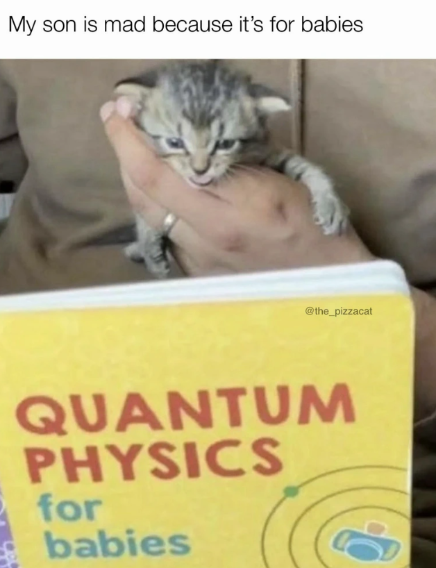 My son is mad because it's for babies @the_pizzacat QUANTUM PHYSICS for babies