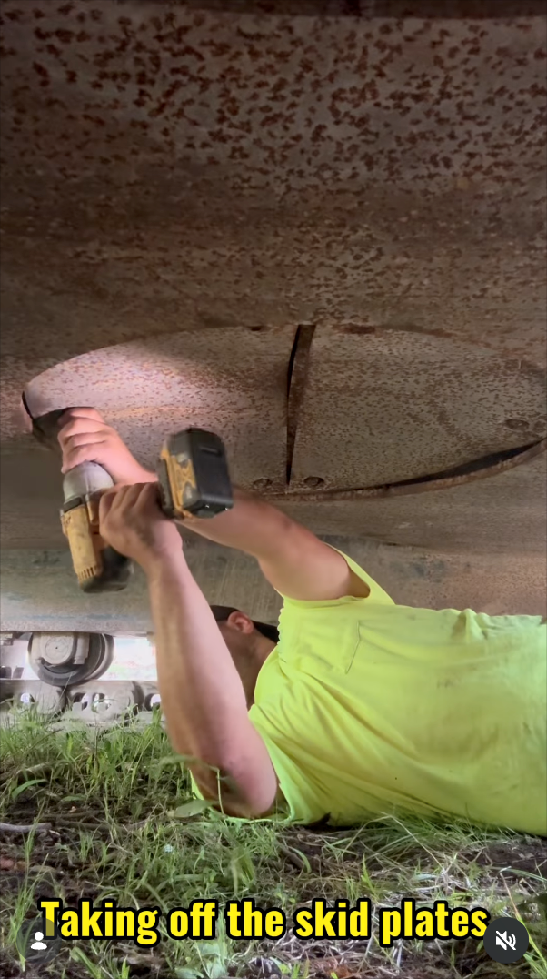 Taking off the skid plates