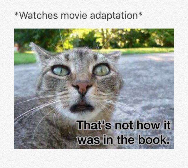 *Watches movie adaptation* That's not how it was in the book.