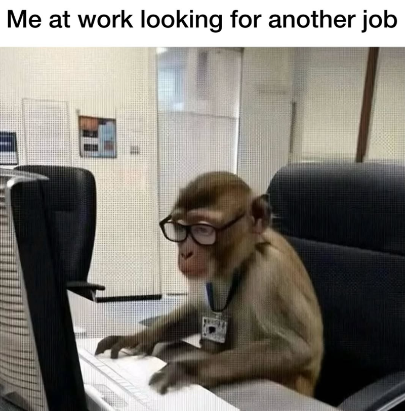 Me at work looking for another job