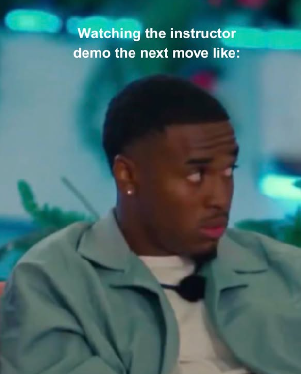 Watching the instructor demo the next move like: