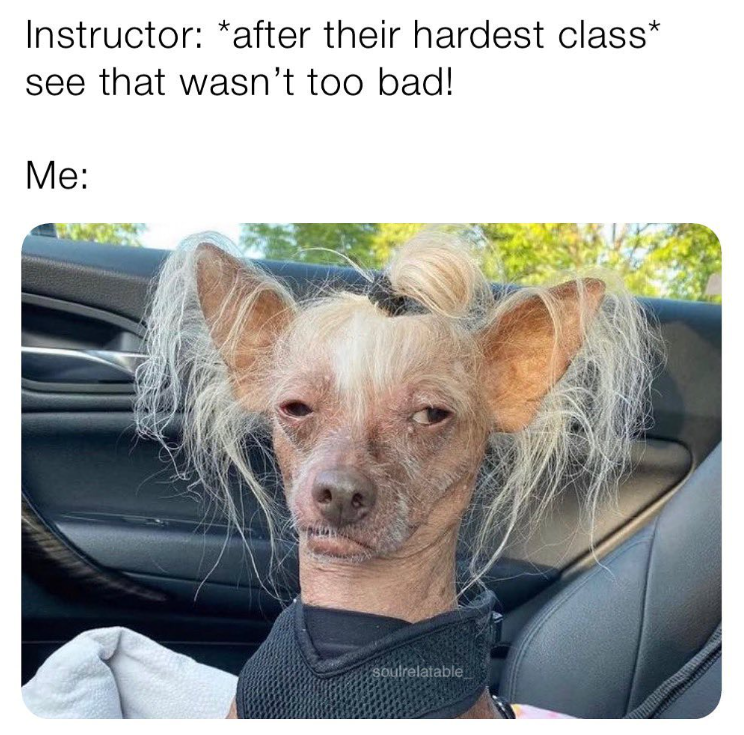 Instructor: *after their hardest class* see that wasn't too bad! Me: soulrelatable