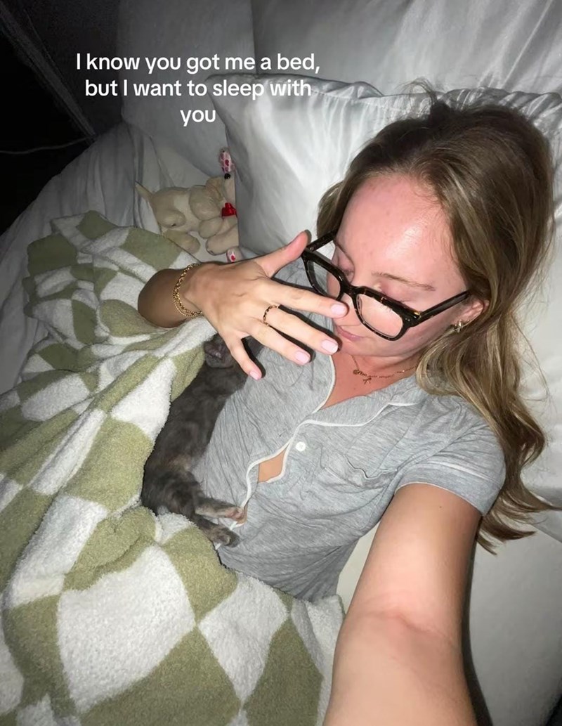 I know you got me a bed, but I want to sleep with you