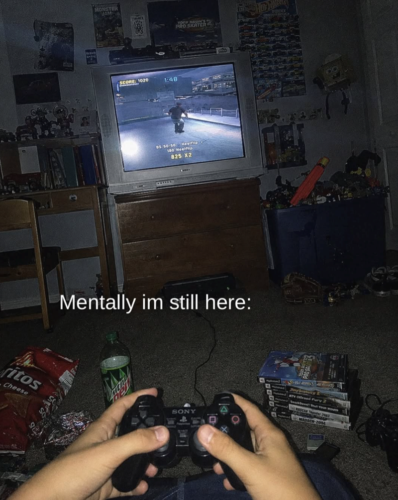 ritos Cheese JAN MONSTER SCORE: 1020 1:48 TONY HAWK'S PRO SKATER BS 50-50 Heelflip 180 Heelflip 825 X2 Mentally im still here: SONY ARDA Mary Quantist ATV Offroad Fury 2 SmackDown Shut Your Moun NASCAR Thunder 2003 MADOCH-2004