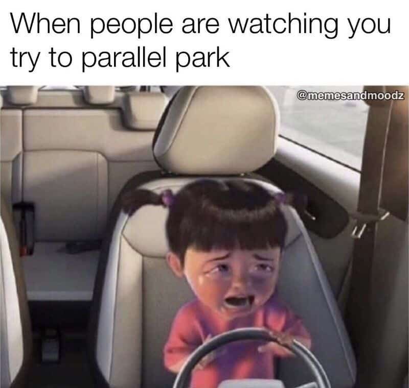 When people are watching you try to parallel park @memesandmoodz