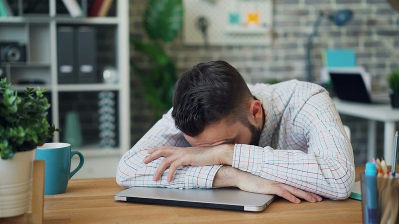The employee is tired from all of the extra work. Not actual story subjects.