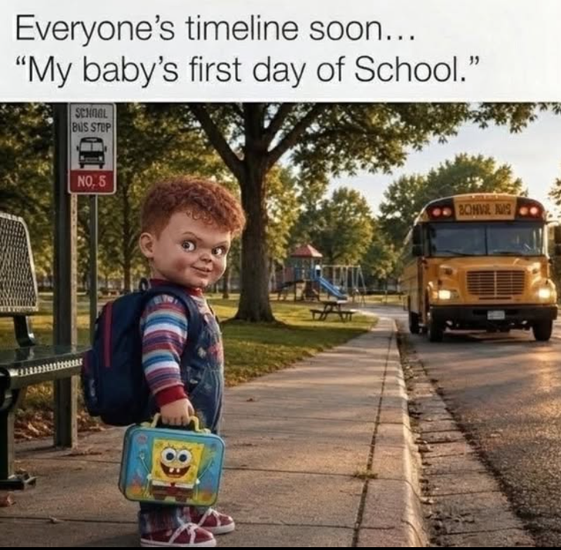 Everyone's timeline soon... "My baby's first day of School." SCHOOL BUS STOP NO. 5 BOHVE AS