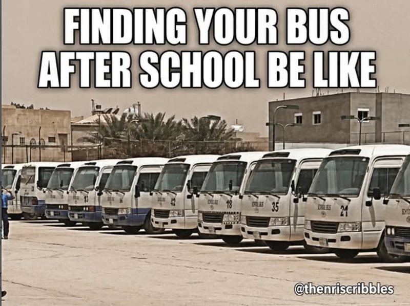 FINDING YOUR BUS AFTER SCHOOL BE LIKE COLES 35 35 LES 24 SCH @thenriscribbles