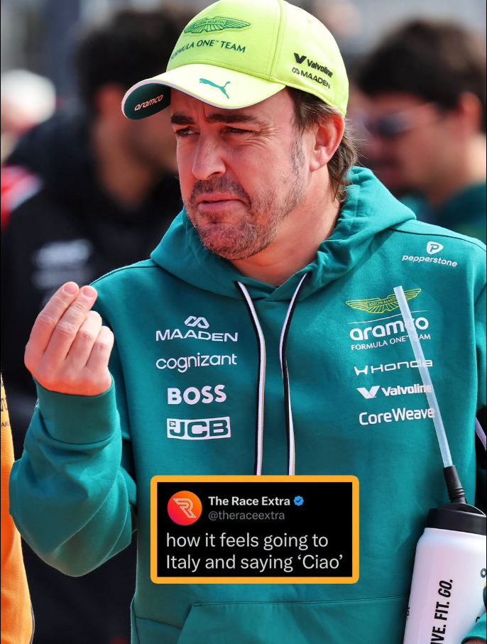 aramco ELA ONE TEAM V Valvoline CA MAADEN P pepperstone es MAADEN cognizant BOSS AR JCB ASTON MART aram o FORMULA ONE AM HHonda Valvoline Core Weave The Race Extra @theraceextra how it feels going to Italy and saying 'Ciao' VE. FIT. GO.