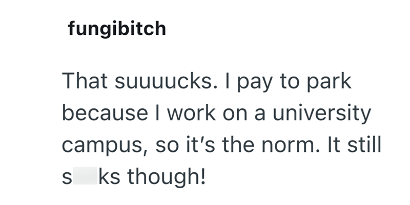 fungibitch That suuuucks. I pay to park because I work on a university campus, so it's the norm. It still sks though!