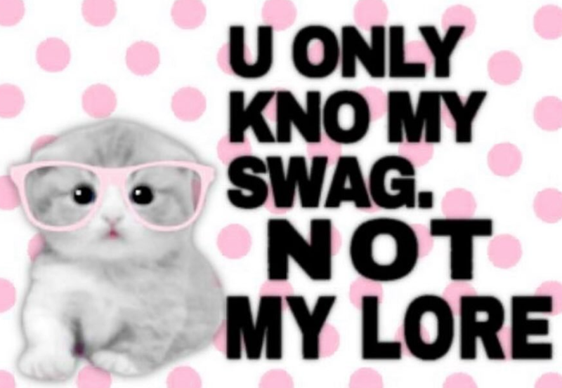 U ONLY KNO MY SWAG. NOT MY LORE