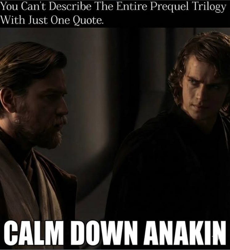 You Can't Describe The Entire Prequel Trilogy With Just One Quote. CALM DOWN ANAKIN
