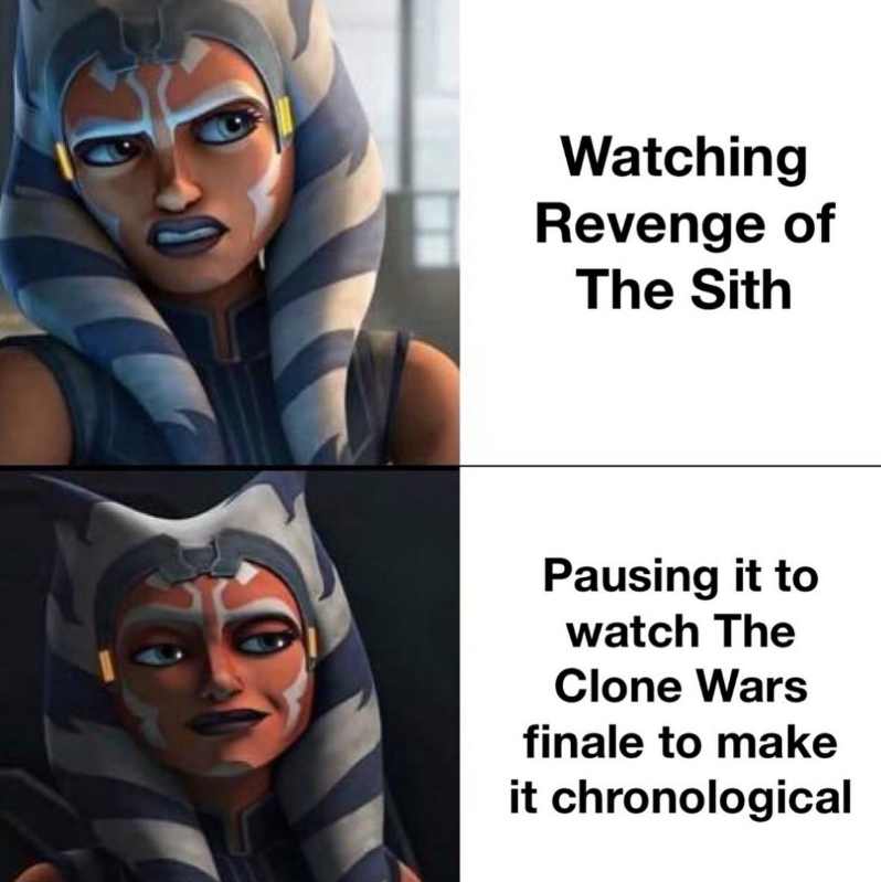 Watching Revenge of The Sith Pausing it to watch The Clone Wars finale to make it chronological