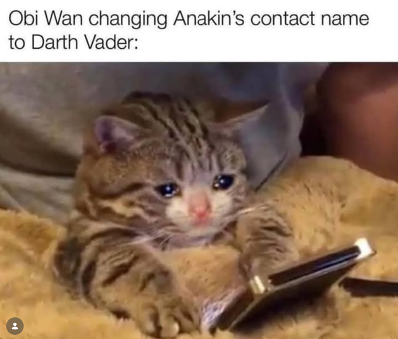 Obi Wan changing Anakin's contact name. to Darth Vader: