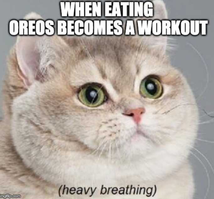 WHEN EATING OREOS BECOMES A WORKOUT Imgflip.com (heavy breathing)