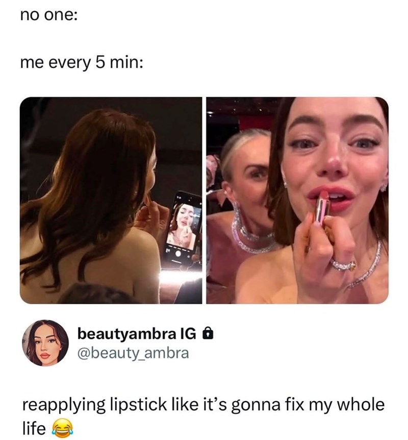 no one: me every 5 min: beautyambra IG @beauty_ambra reapplying lipstick like it's gonna fix my whole life
