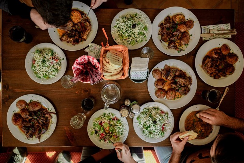 A table full of different foods.