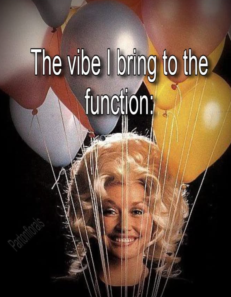 Partonflorals The vibe I bring to the function: