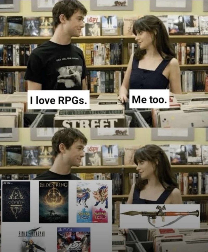 ANI Spy I love RPGs. VELLO STREET Me too. PC 82 ELDEN RING SKYRIM Spy TURA SHIEW +754 FINAL FORTAST VI