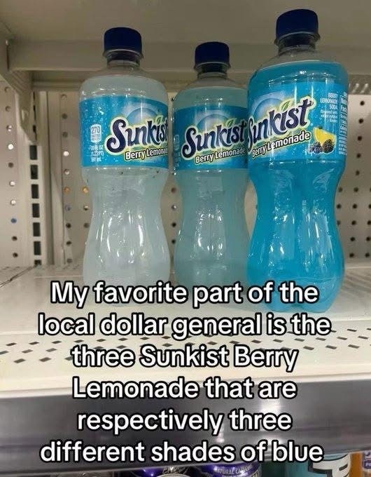Sunk Berry Lemon Sunkistonkist Berry Lemonade Berry Lemonade LEMONADE My favorite part of the local dollar general is the three Sunkist Berry Lemonade that are respectively three different shades of blue