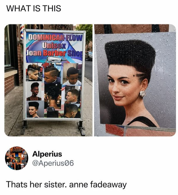 WHAT IS THIS OMB RAIDERS DOMINICAN FLOW Unisex Joan Barber Shop つ!! Alperius @Aperius06 Thats her sister. anne fadeaway