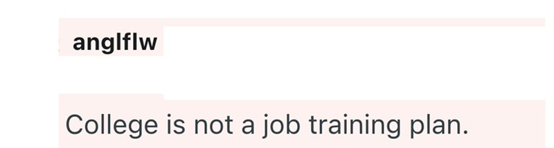 anglflw College is not a job training plan.