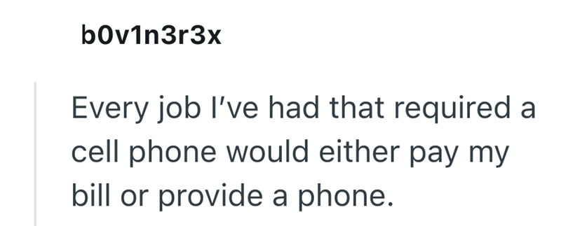 b0v1n3r3x Every job I've had that required a cell phone would either pay my bill or provide a phone.