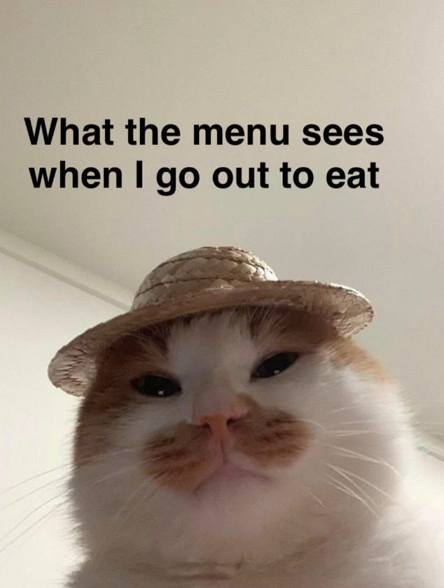 What the menu sees when I go out to eat