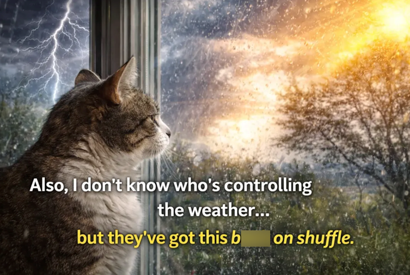 Also, I don't know who's controlling the weather... but they've got this b on shuffle.