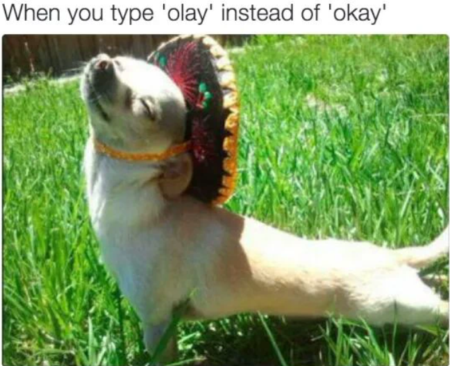 When you type 'olay' instead of 'okay'