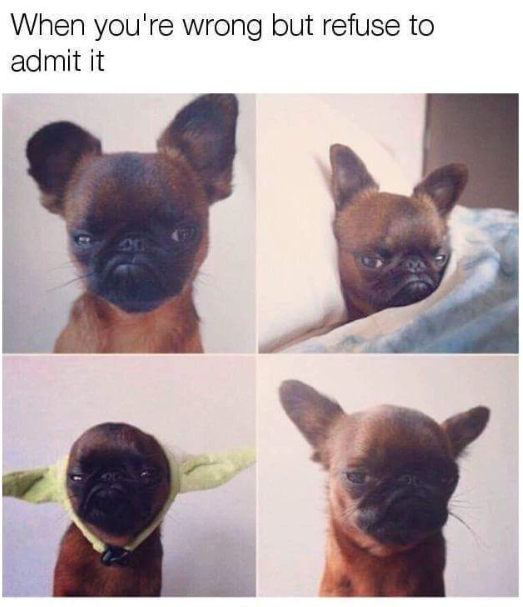When you're wrong but refuse to admit it 00