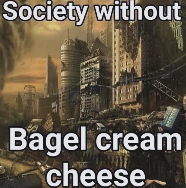 Society without FRST LA SAVES RECKSON Bagel cream cheese