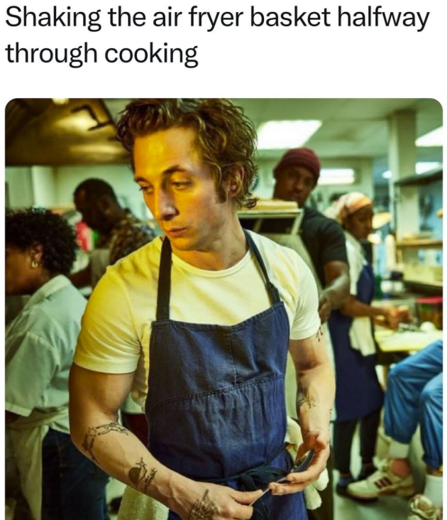 Shaking the air fryer basket halfway through cooking