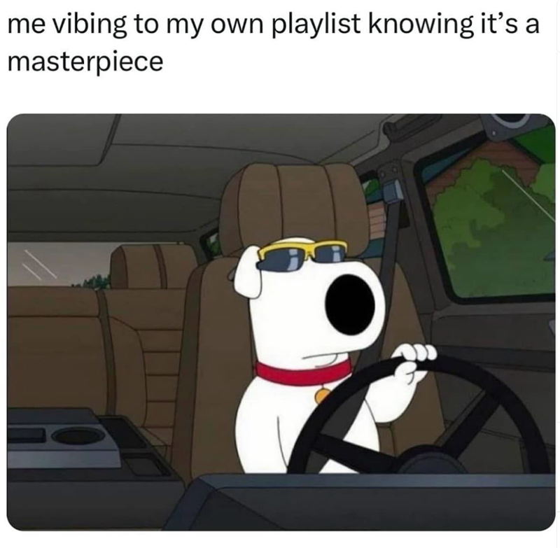 me vibing to my own playlist knowing it's a masterpiece
