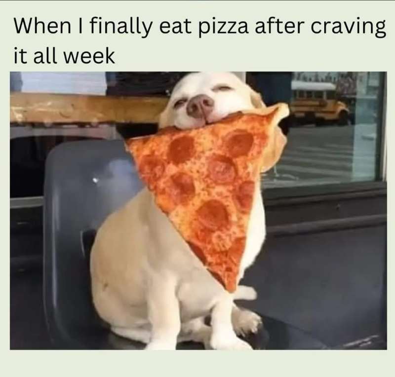 When I finally eat pizza after craving it all week