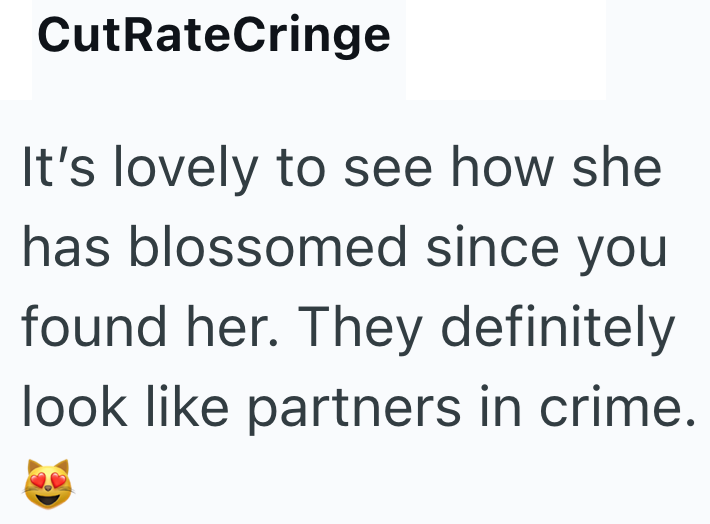 CutRateCringe It's lovely to see how she has blossomed since you found her. They definitely look like partners in crime.