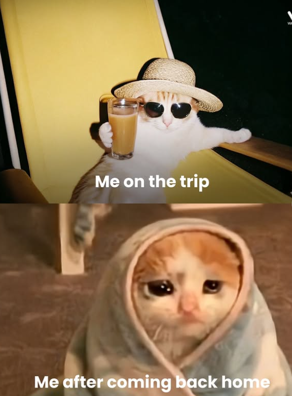 Me on the trip Me after coming back home