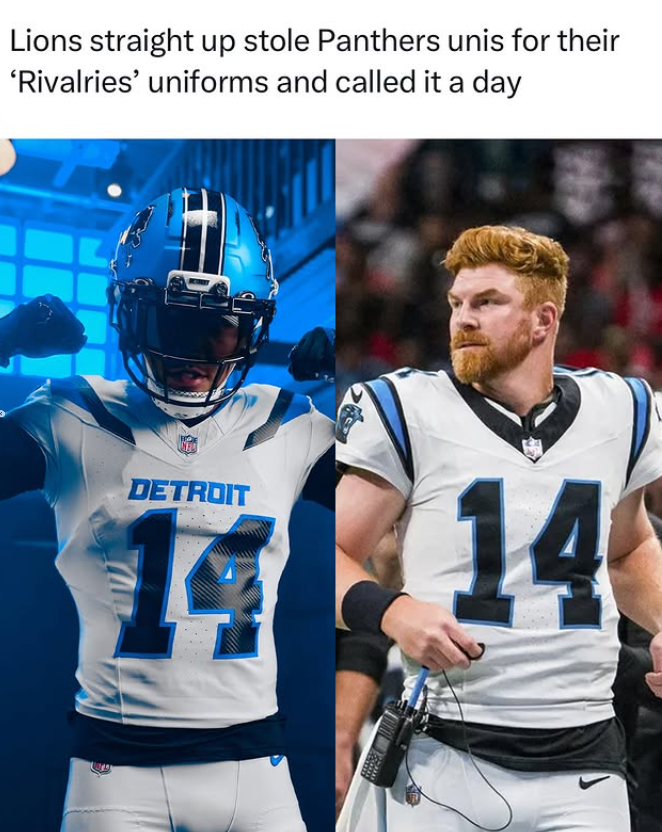 Lions straight up stole Panthers unis for their 'Rivalries' uniforms and called it a day DETROIT 14