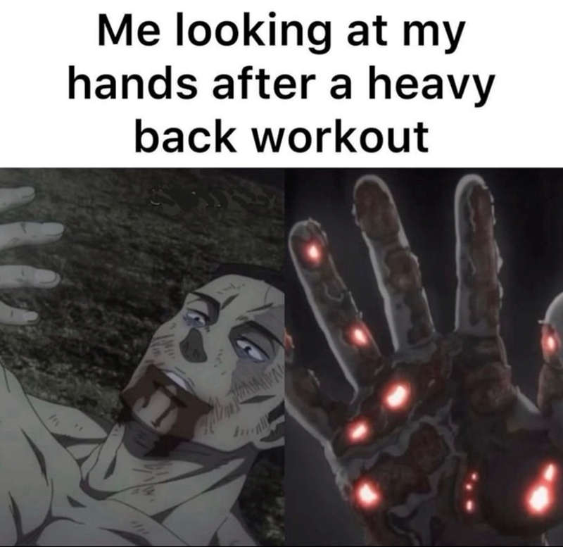 Me looking at my hands after a heavy back workout
