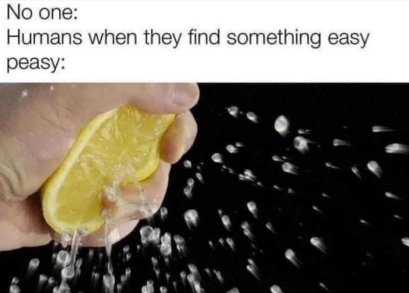 No one: Humans when they find something easy peasy: